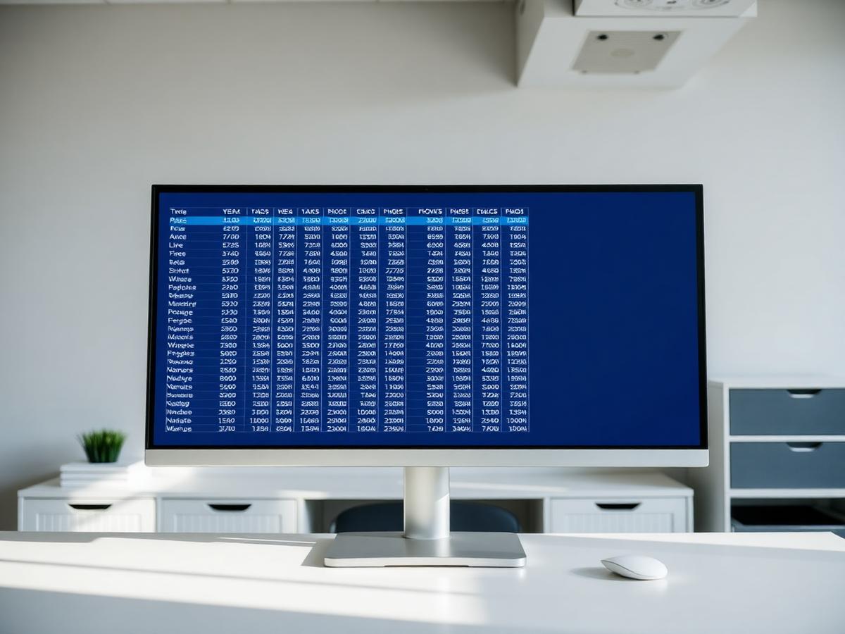 Structured data table on a large monitor
